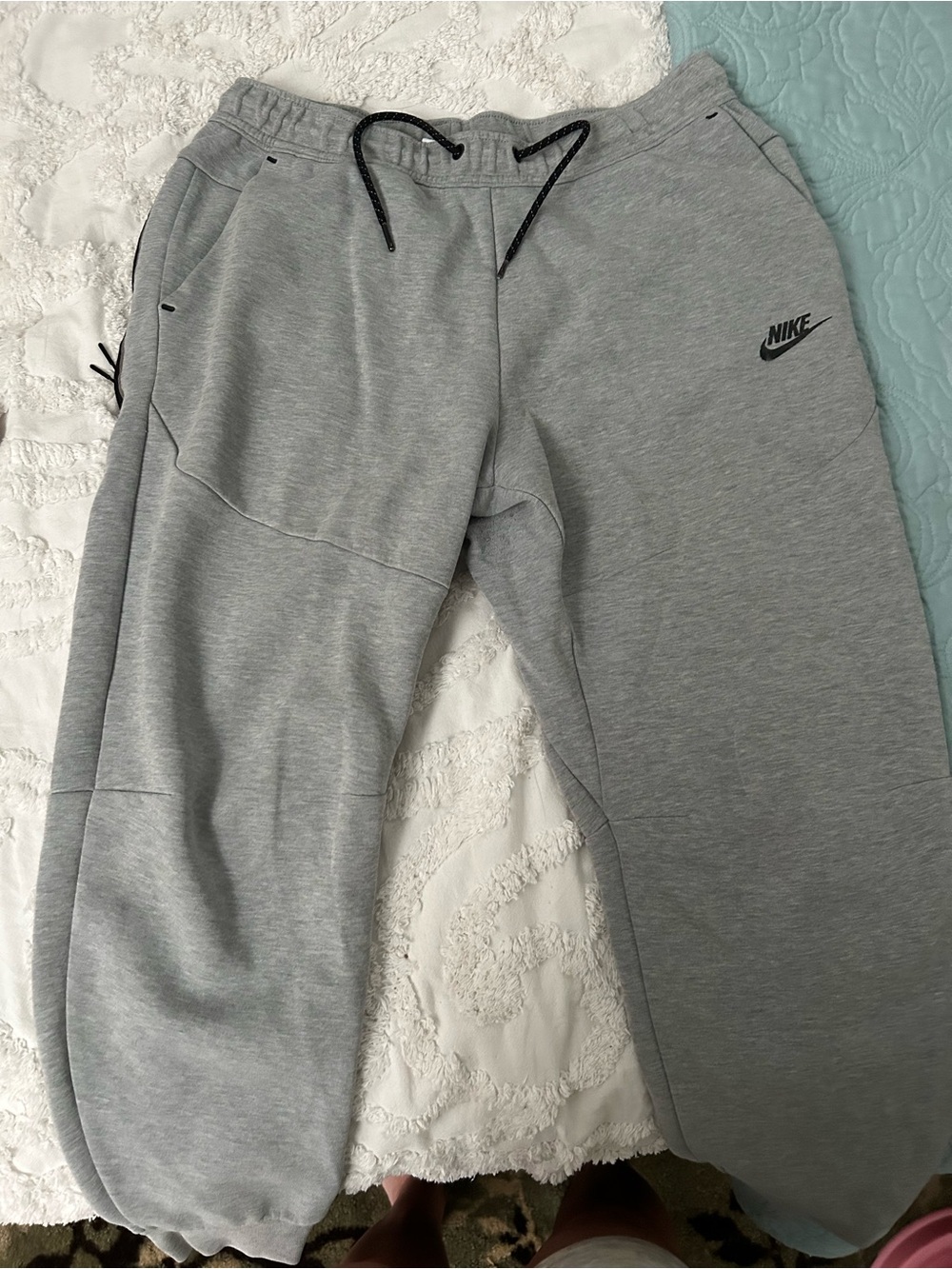 Nike Grey men’s Fleece Joggers with Black Drawstring